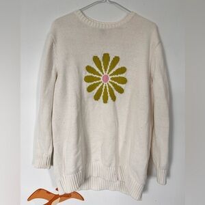 Twik Cream Sweater with Floral Motif